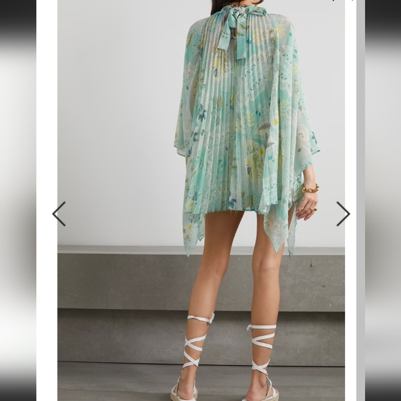 NWT$1000 ETRO Paisley Plisse Pleated Tie Back Light Blue Poncho One Size - Picture 3 of 15